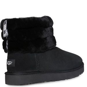 UGG FLUFF MINI QUILTED BLACK BOOTS